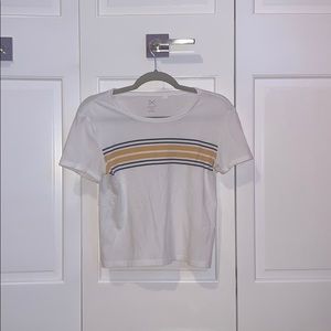 blue and yellow striped shirt